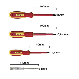 SET DI 4 CACCIAVITI ISOLATI (1 PIATTO + 2 A CROCE + TESTER) VELAMP CF144