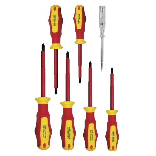 SET DI 7 CACCIAVITI ISOLATI (3 PIATTI + 3 A CROCE + TESTER) VELAMP CF170