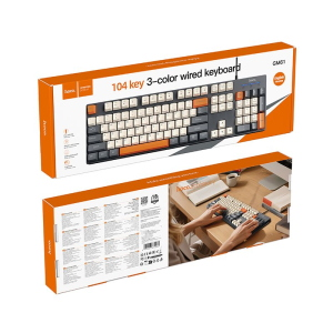 TASTIERA CABLATA USB QWERTY HOCO GM61 TRICOLORE (BIANCO, GRIGIO, ARANCIONE)
