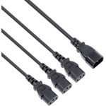 VULTECH MU-UPS04 CAVO SDOPPIATORE SPLITTER DI ALIMENTAZIONE PER UPS | INGRESSO 1X IEC C14 A TRIPLA USCITA 3X C13 | MULTIPRESA FLESSIBILE 1M | MAX CARICO 3000W 10A 250V PER SERVER, MONITOR E UFFICIO