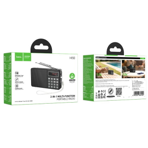 RADIO FM BLUETOOTH E MP3 CON MICROSD ALTOPARLANTE 5W, FUNZIONA A BATTERIA RICARICA TYPE-C | HOCO HI50 NERA