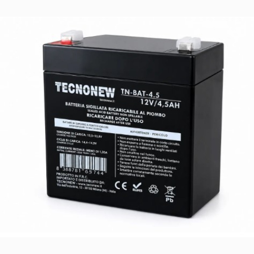 BATTERIA AL PIOMBO PER UPS TECNONEW TN-BC-4.5 12V 4,5AH QUADRATA