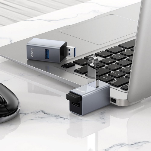 HUB USB ADATTATORE 3 IN 1 (2 PORTE USB 2.0 + 3.0 USB) HOCO HB54 GRIGIO