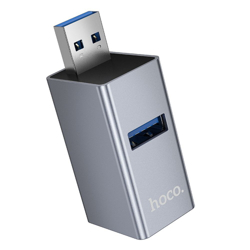 HUB USB ADATTATORE 3 IN 1 (2 PORTE USB 2.0 + 3.0 USB) HOCO HB54 GRIGIO