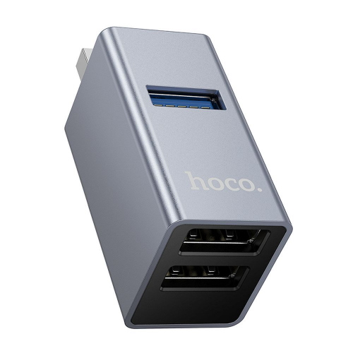 HUB USB ADATTATORE 3 IN 1 (2 PORTE USB 2.0 + 3.0 USB) HOCO HB54 GRIGIO