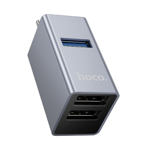 HUB USB TYPE-C ADATTATORE 3 IN 1 (2 PORTE USB 2.0 + USB 3.0) HOCO HB54 GRIGIO