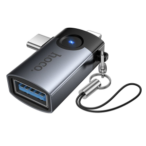 ADATTATORE OTG 2 IN 1 LIGHTNING/USB C A USB A HOCO UA46D GRIGIO VICTORY