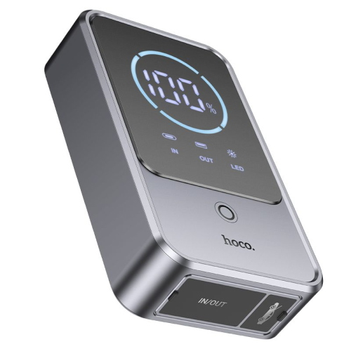 POWER BANK 10000MAH 2,4A 18W CON FUNZIONE DI AVVIAMENTO DI EMERGENZA PER AUTO HOCO QS7 GRIGIO METALIZZATO