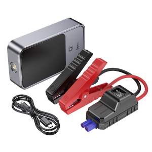 POWER BANK 10000MAH 2,4A 18W CON FUNZIONE DI AVVIAMENTO DI EMERGENZA PER AUTO HOCO QS7 GRIGIO METALIZZATO