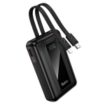 POWERBANK 10000 MAH QC PD 22,5W CON CAVI INTEGRATI TYPE-C + LIGHTNING HOCO J162 NERO