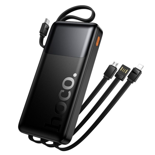 POWERBANK 10000 MAH QC PD 2A 22,5W CON CAVI INTEGRATI USB A + TYPE-C + LIGHTNING + MICRO USB HOCO J156 NERO