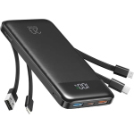 POWERBANK CHARMAST W1148 5V 3A 10000 MAH CON CAVI INTEGRATI USB A / USB C / LIGHTNING / MICRO USB NERO