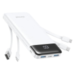 POWERBANK CHARMAST W1148 5V 3A 10000 MAH CON CAVI INTEGRATI USB A / USB C / LIGHTNING / MICRO USB BIANCO