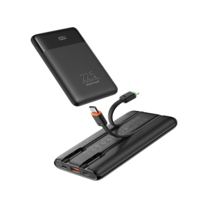 POWERBANK CHARMAST W1202 PD3.0 3A 22,5W 10000 MAH CON CAVI INTEGRATI TYPE-C / LIGHTNING NERO