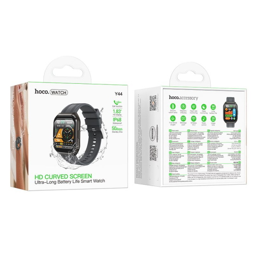 SMARTWATCH OROLOGIO SPORTIVO HOCO Y44 NERO CON SCHERMO 1.83" FUNZIONE CHIAMATA | IMPERMEABILE IP68 - BLUETOOTH SUPPORTA VARIE MODALITA' SPORTIVE