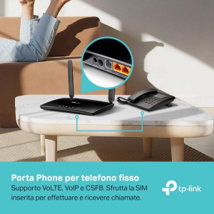 ROUTER MODEM 4G LTE CON 3 PORTE LAN E 2 ANTENNE WIFI CON SLOT SIM + PORTA COLLEGAMENTO RJ45 | TP-LINK TL-MR6500V