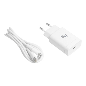 ALIMENTATORE CARICABATTERIE DI RETE TYPE-C + CAVO TYPE-C TO LIGHTNING PD QC4.0 3A 18W | BLUE STAR TFK-TC-1099C BIANCO