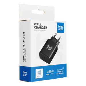 ALIMENTATORE CARICABATTERIE PER TELEFONO TYPE-C AVS (IPHONE 17/18 PRO/PRO MAX) SFC2.0 3A 60W BLUE STAR TFB-SFC-60W NERO